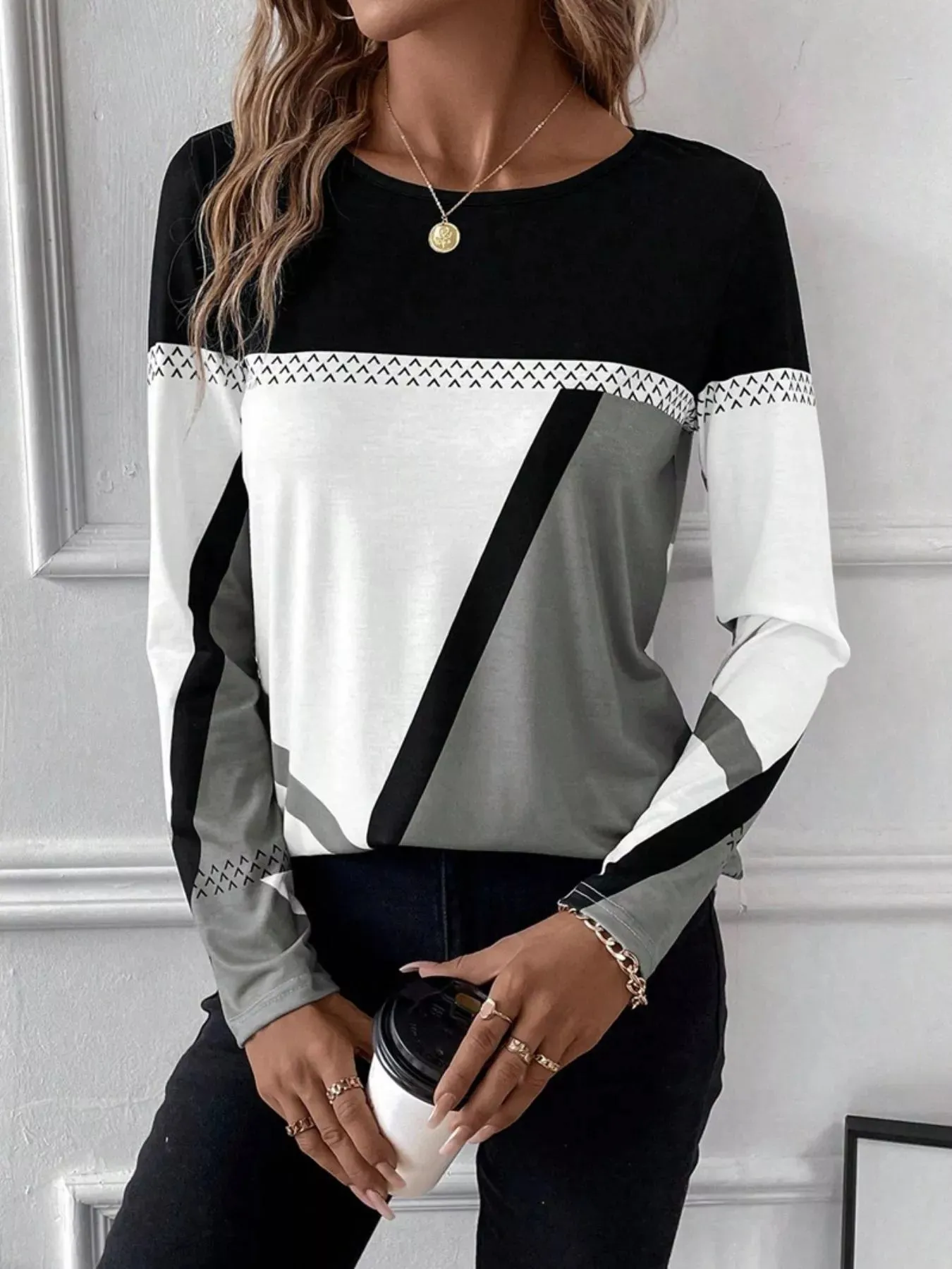 Color Block Long Sleeve T-Shirt sold by Charming Charlie
