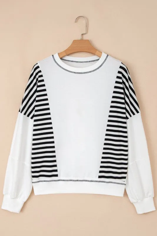Stripe Colorblock Patchwork Contrast Stitch Sweats sold by Charming Charlie product image thumbnail 4