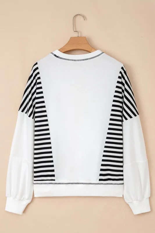 Stripe Colorblock Patchwork Contrast Stitch Sweats sold by Charming Charlie product image thumbnail 5