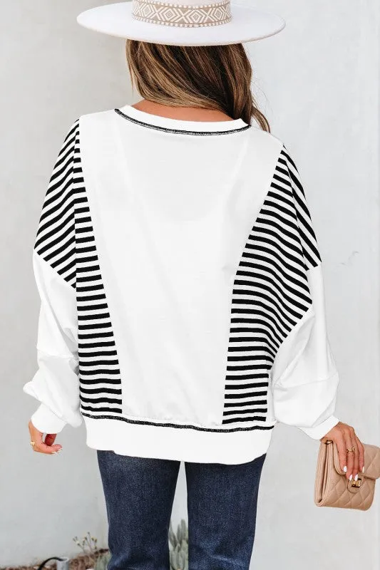 Stripe Colorblock Patchwork Contrast Stitch Sweats sold by Charming Charlie product image thumbnail 2
