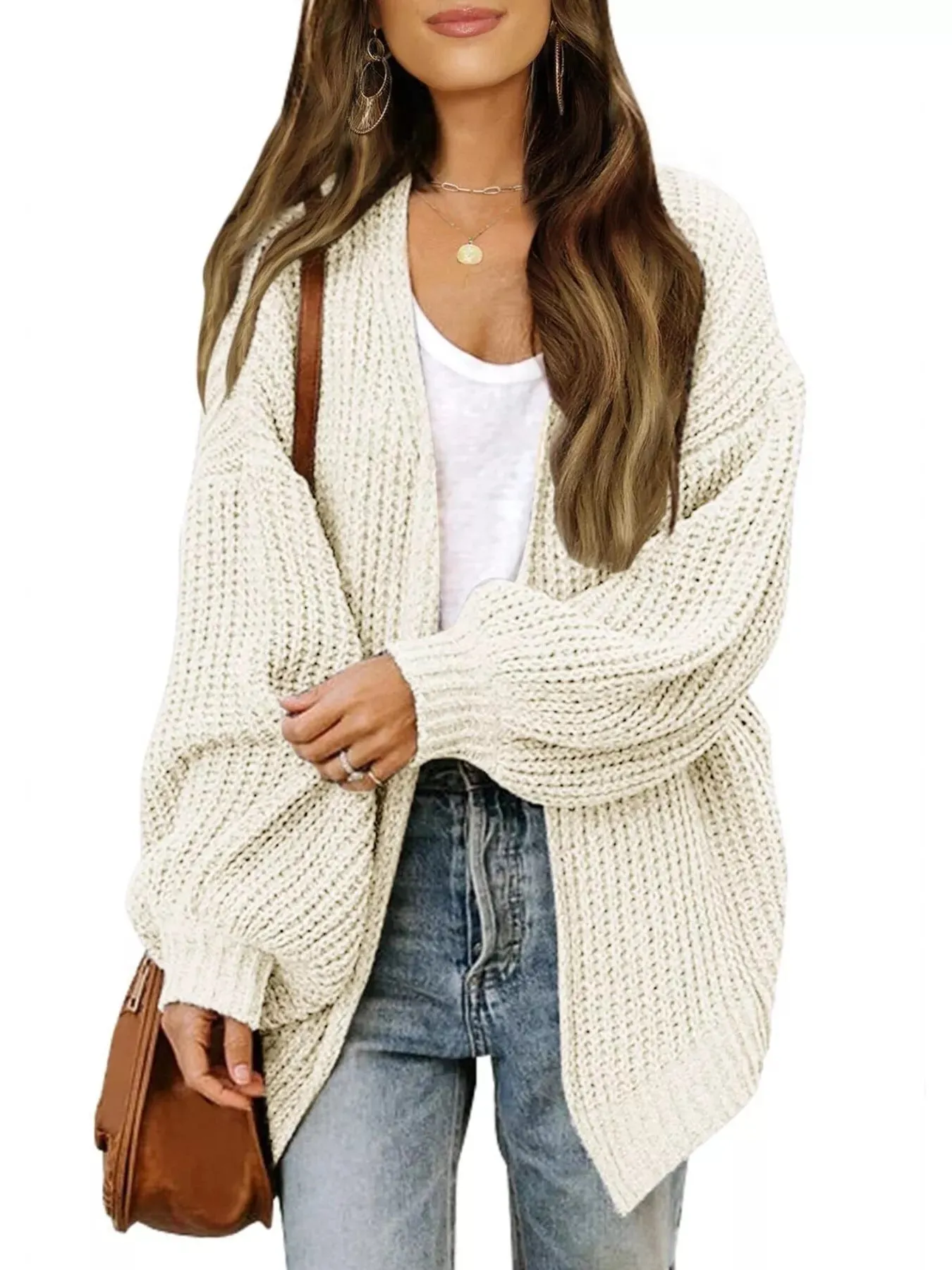 Oversized Chunky Knit Open Front Cardigan sold by Charming Charlie product image thumbnail 5