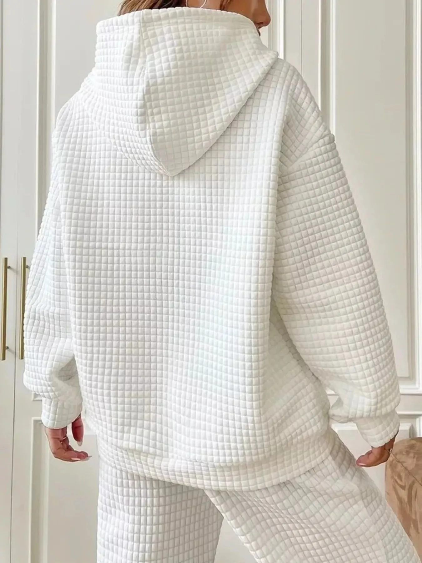 Waffle Knit Hoodie with Drawstring Details sold by Charming Charlie product image thumbnail 2