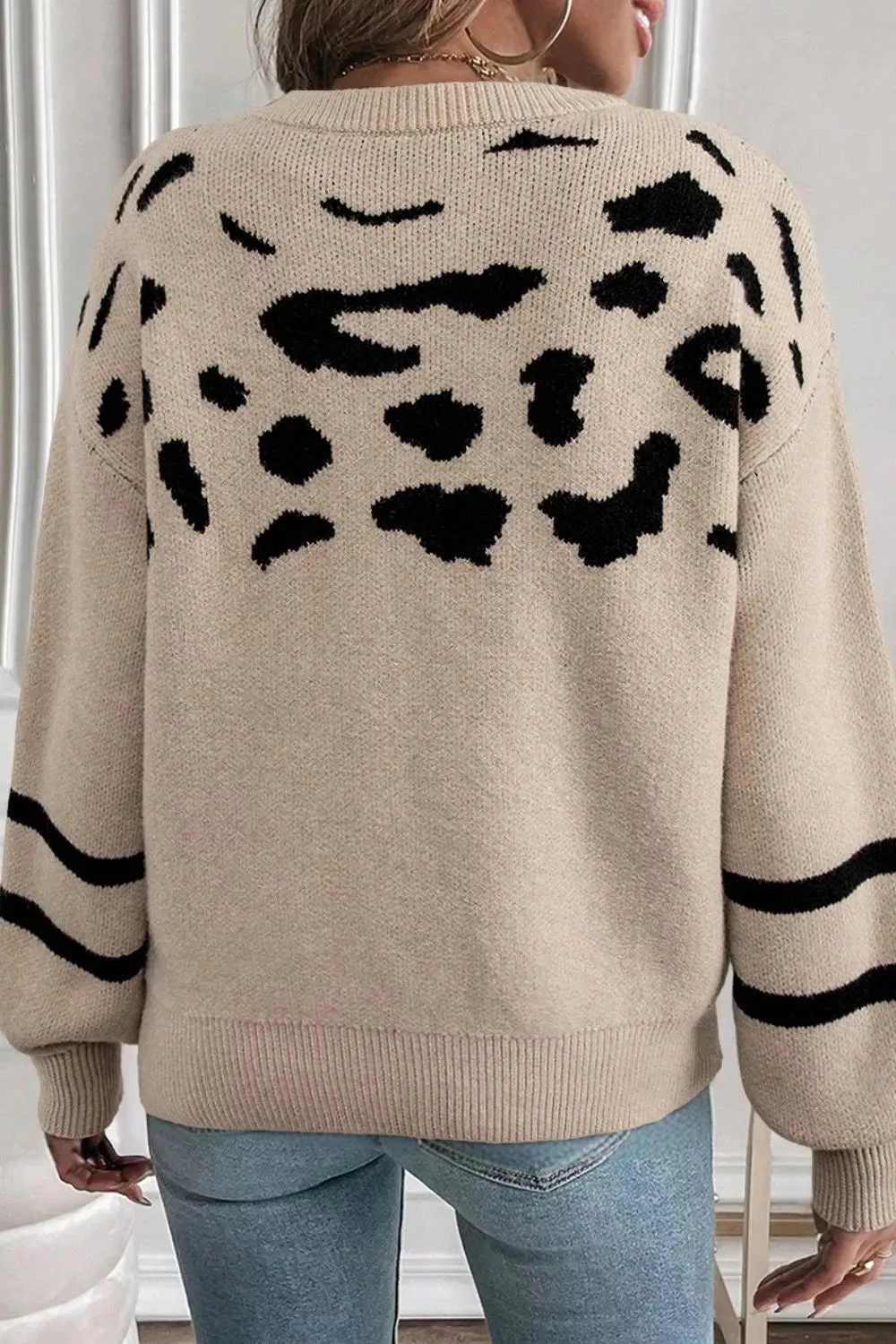 Leopard Round Neck Dropped Shoulder Sweater sold by Charming Charlie product image thumbnail 2