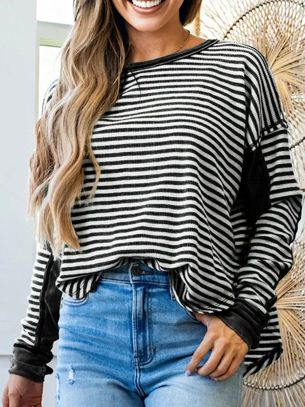 Striped Drop Shoulder Casual Top sold by Charming Charlie