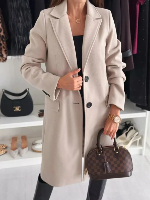 Lapel Collar Long Sleeve Coat sold by Charming Charlie