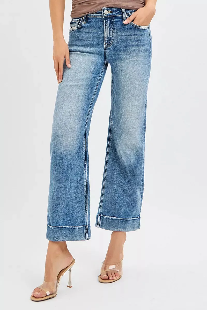RISEN Full Size Mid Rise Crop Straight Jeans with Taylor Cuffed Plus Size sold by Charming Charlie product image thumbnail 3