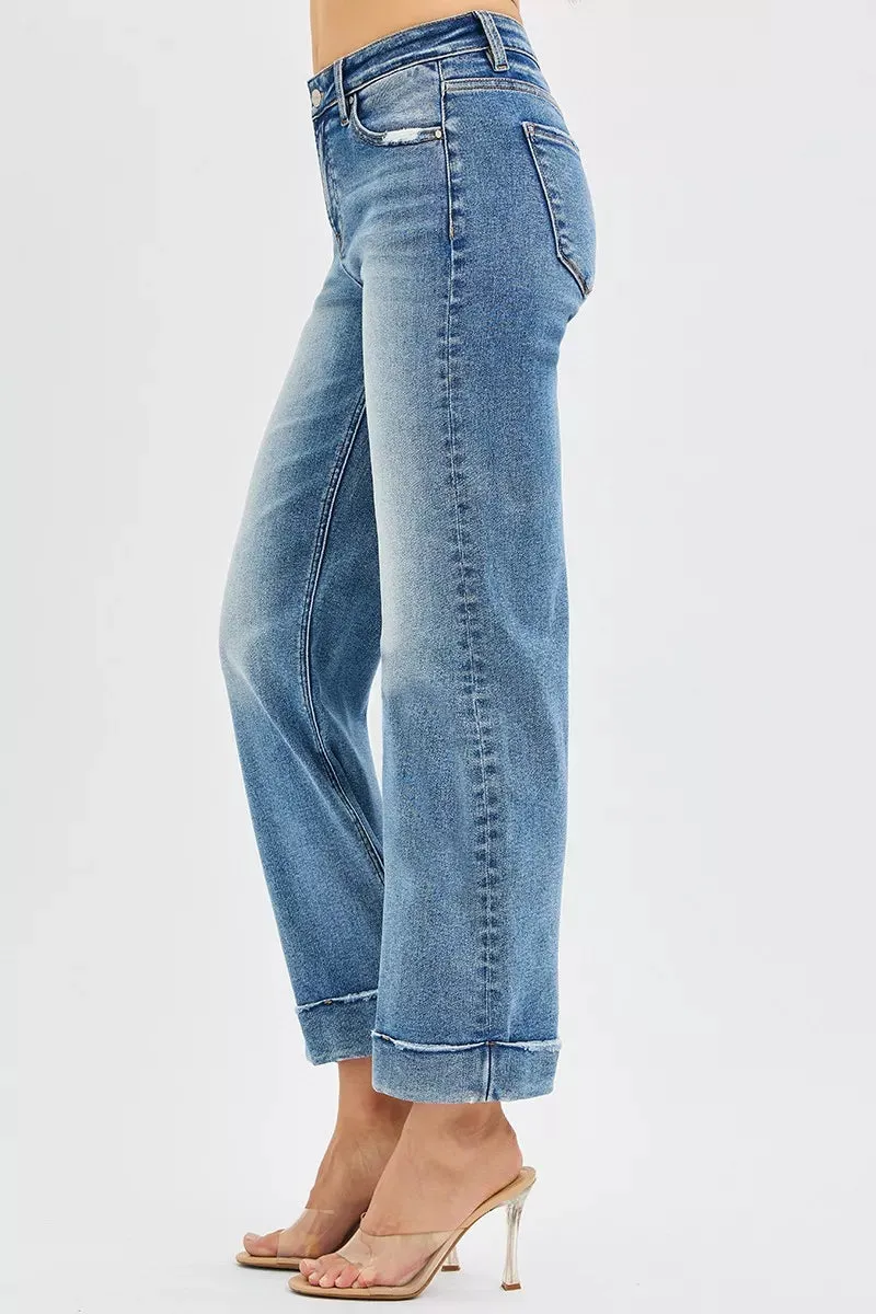 RISEN Full Size Mid Rise Crop Straight Jeans with Taylor Cuffed Plus Size sold by Charming Charlie product image thumbnail 4