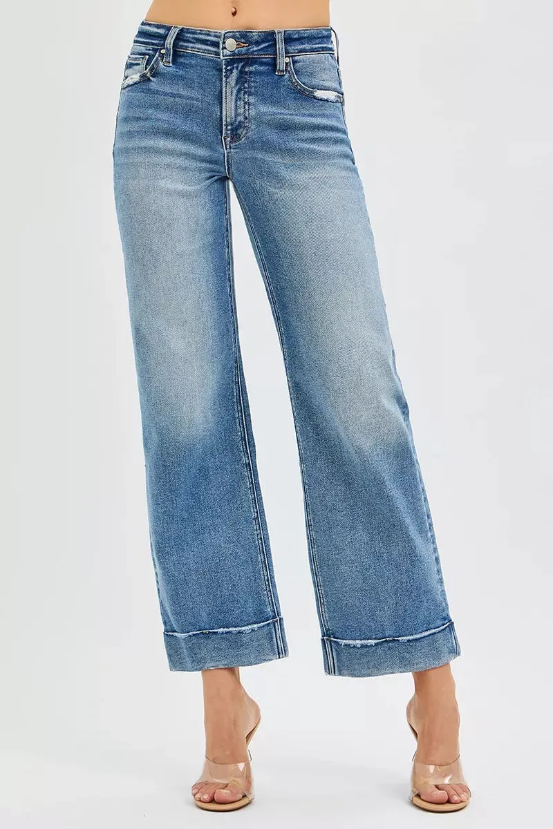 RISEN Full Size Mid Rise Crop Straight Jeans with Taylor Cuffed Plus Size sold by Charming Charlie