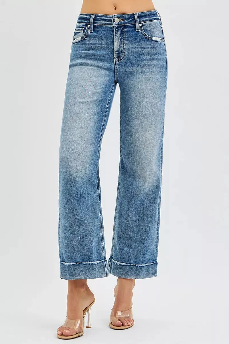 RISEN Full Size Mid Rise Crop Straight Jeans with Taylor Cuffed Plus Size sold by Charming Charlie product image thumbnail 2