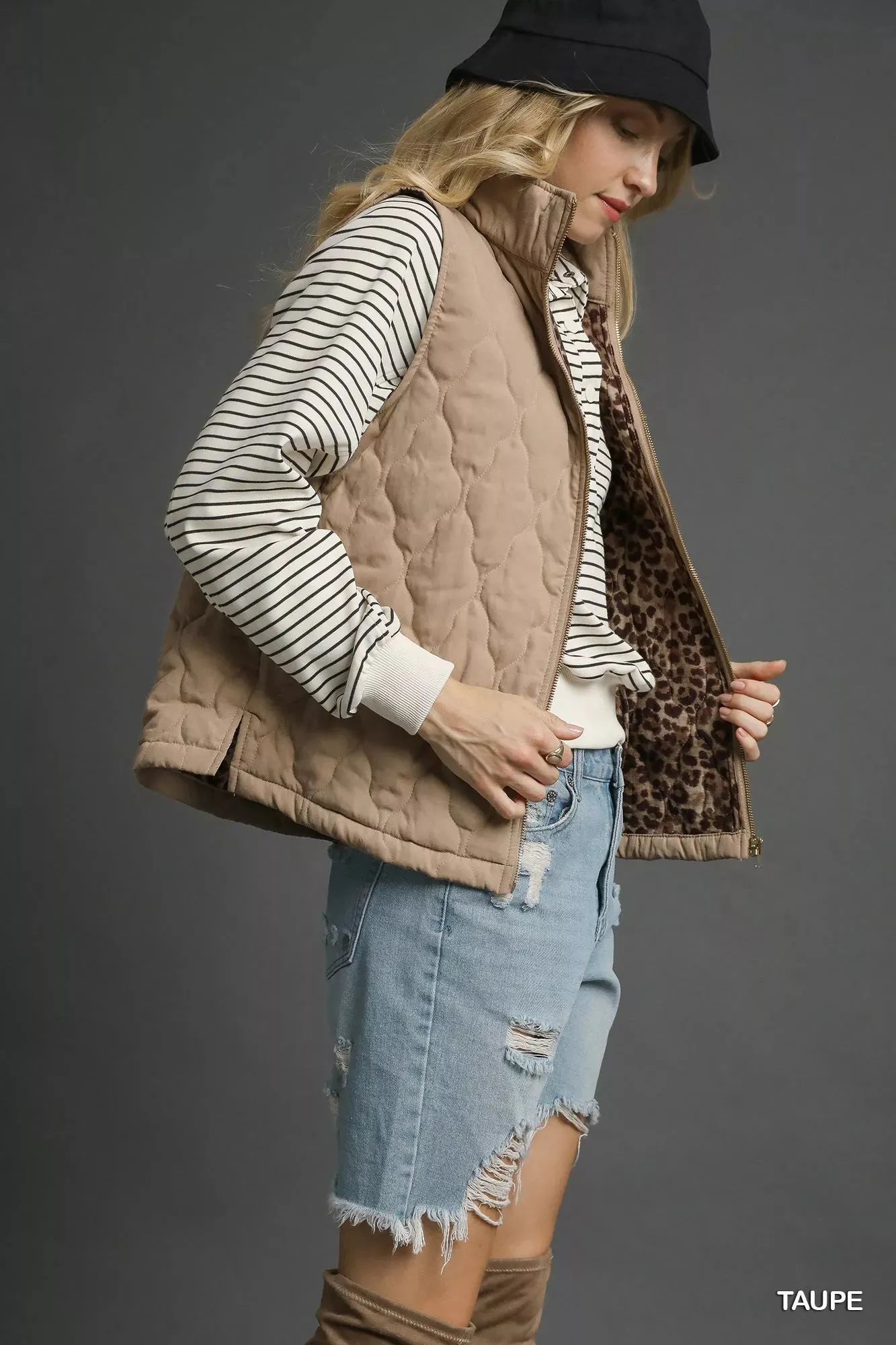 Umgee Quilted Zip-Up Vest sold by Charming Charlie product image thumbnail 2