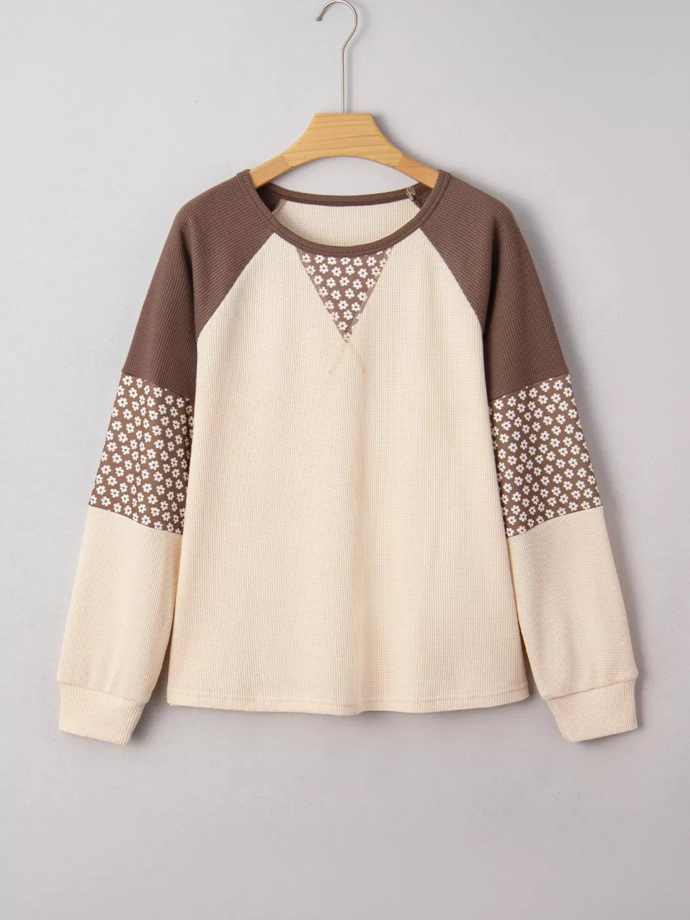 Floral Print Patchwork Color Block Long Sleeve Top sold by Charming Charlie product image thumbnail 2