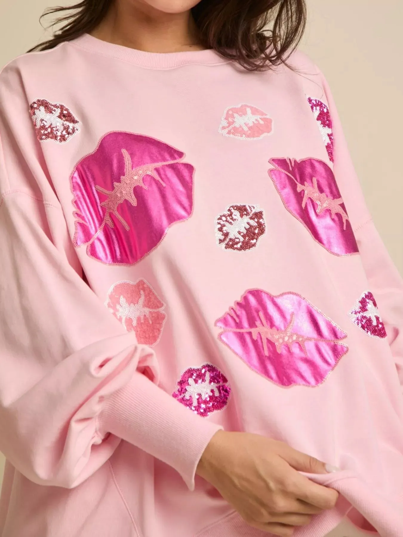 Lips Round Neck Dropped Shoulder Sweatshirt sold by Charming Charlie product image thumbnail 3