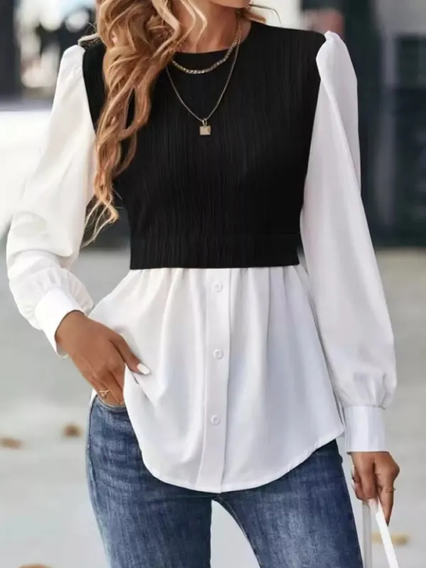 Color Block Long Sleeve Blouse sold by Charming Charlie