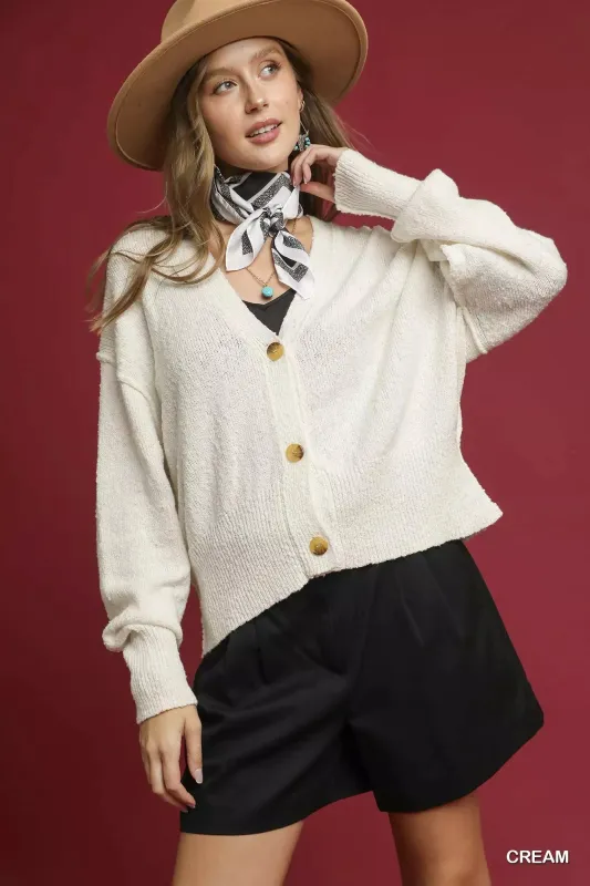 Umgee Button-Front V-Neck Knit Cardigan sold by Charming Charlie