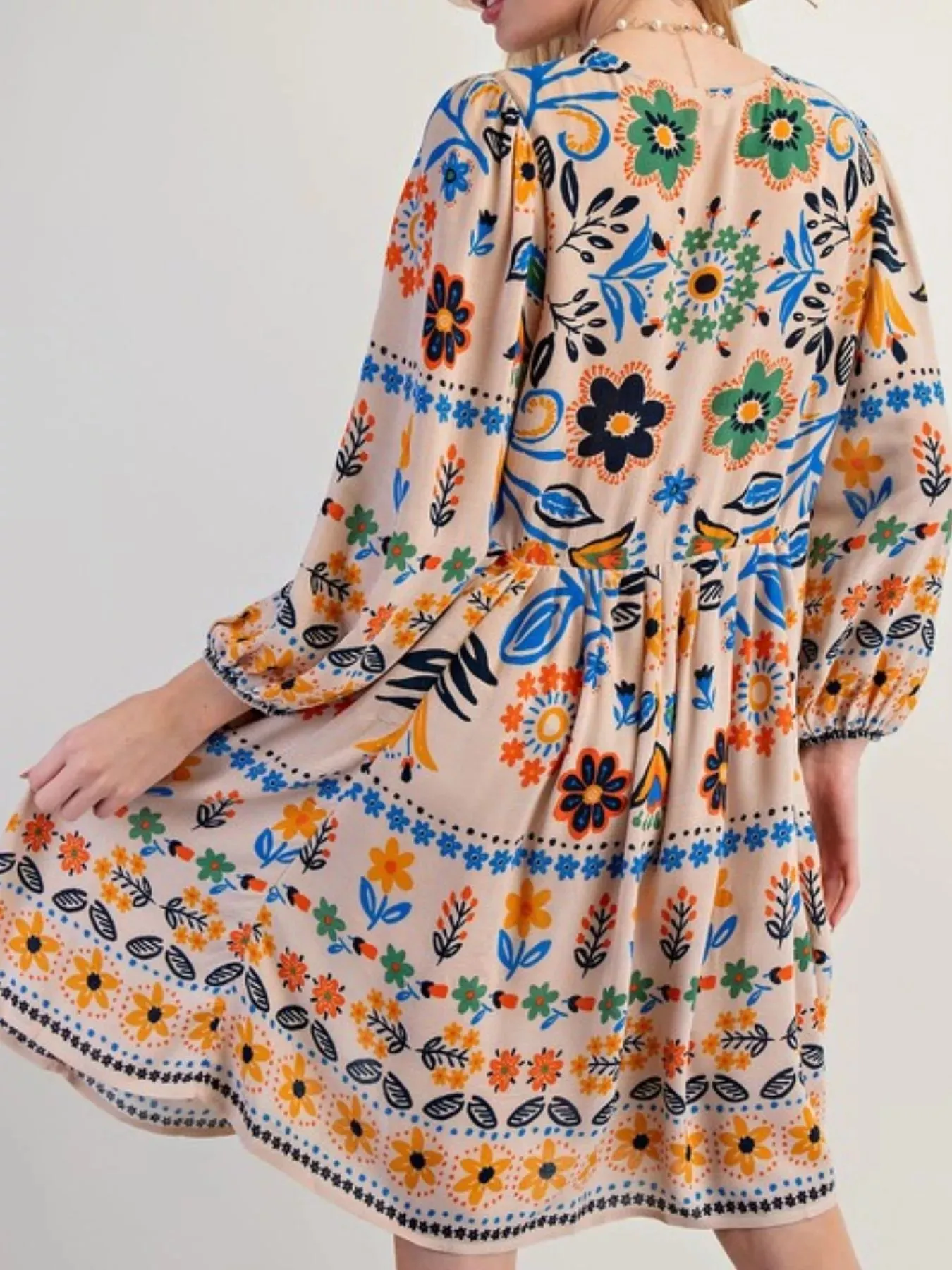 Bohemian Floral Print Long Sleeve Mini Dress sold by Charming Charlie product image thumbnail 4