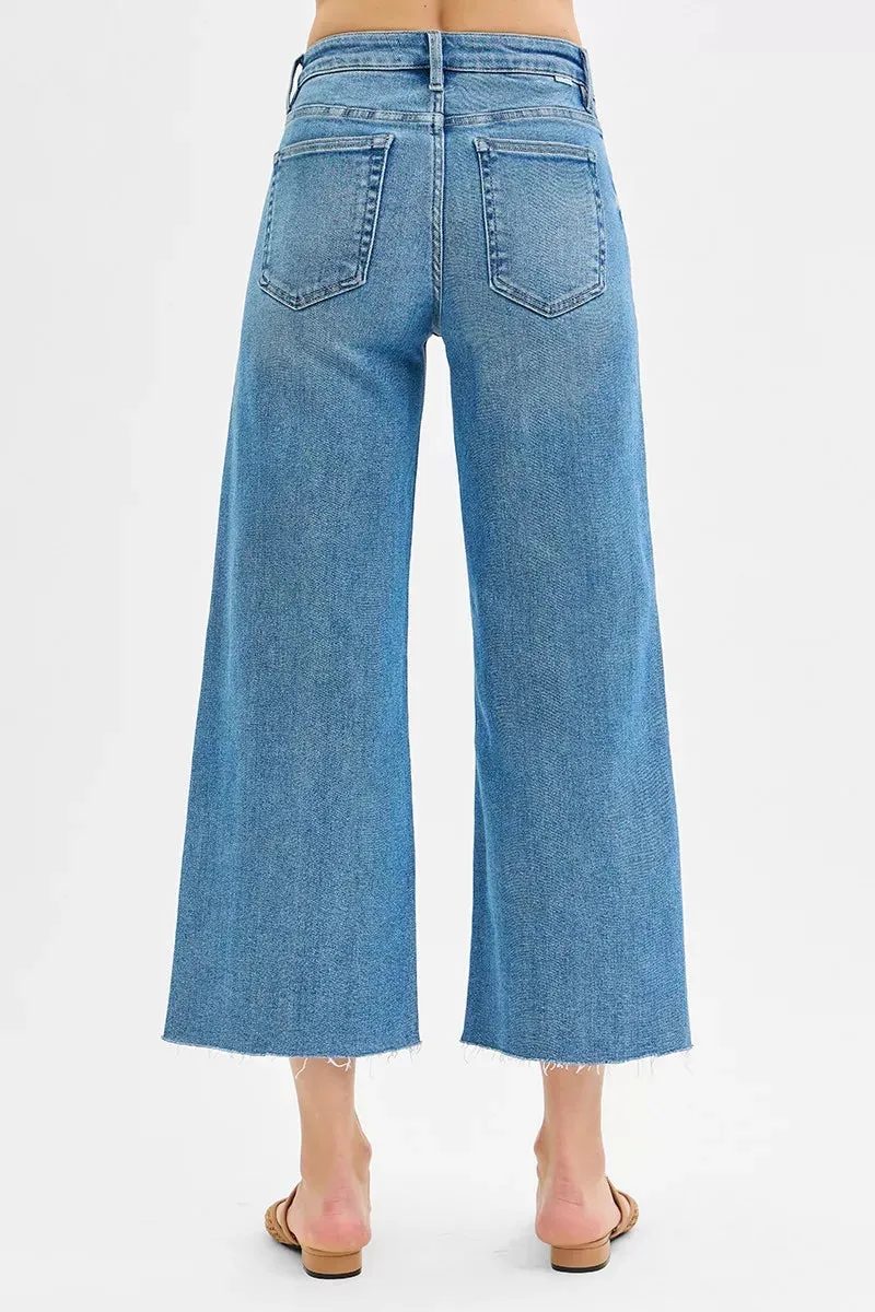 RISEN Tummy Control Mid Rise Crop Wide Front Slit Jeans sold by Charming Charlie product image thumbnail 5