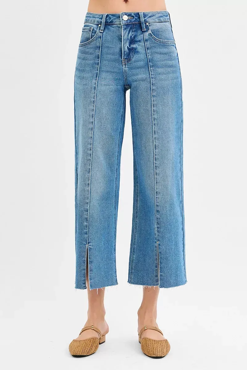 RISEN Tummy Control Mid Rise Crop Wide Front Slit Jeans sold by Charming Charlie product image thumbnail 2