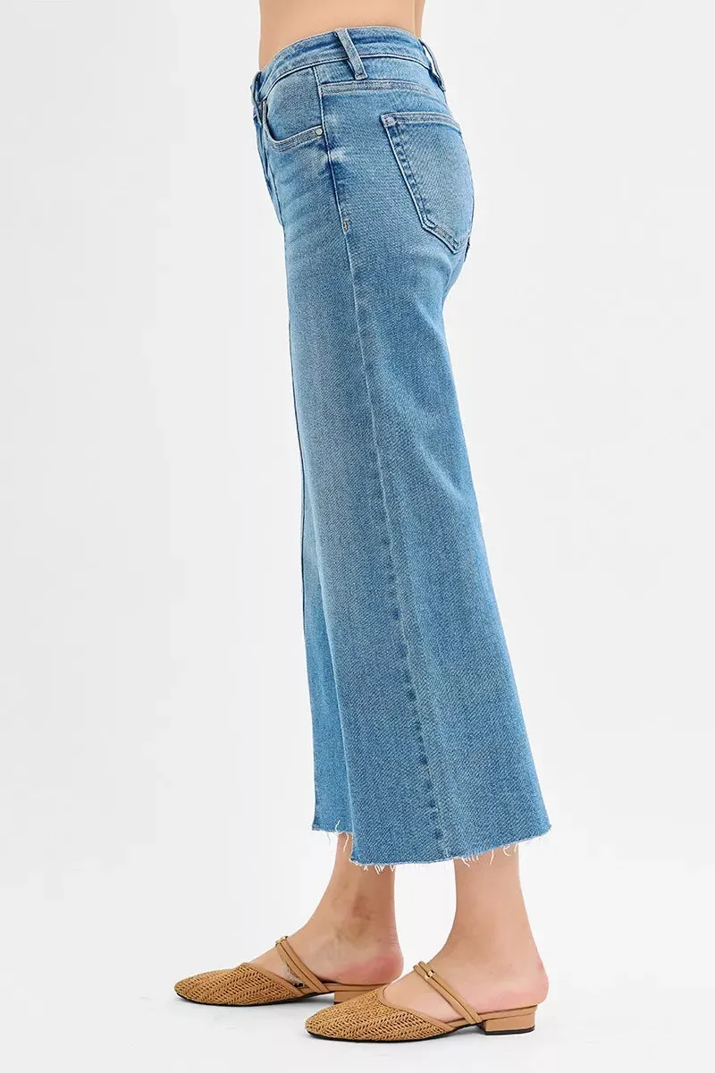 RISEN Tummy Control Mid Rise Crop Wide Front Slit Jeans sold by Charming Charlie product image thumbnail 4