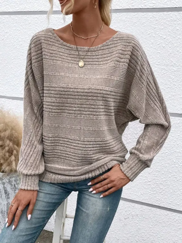 Ribbed Round Neck Long Sleeve Top sold by Charming Charlie