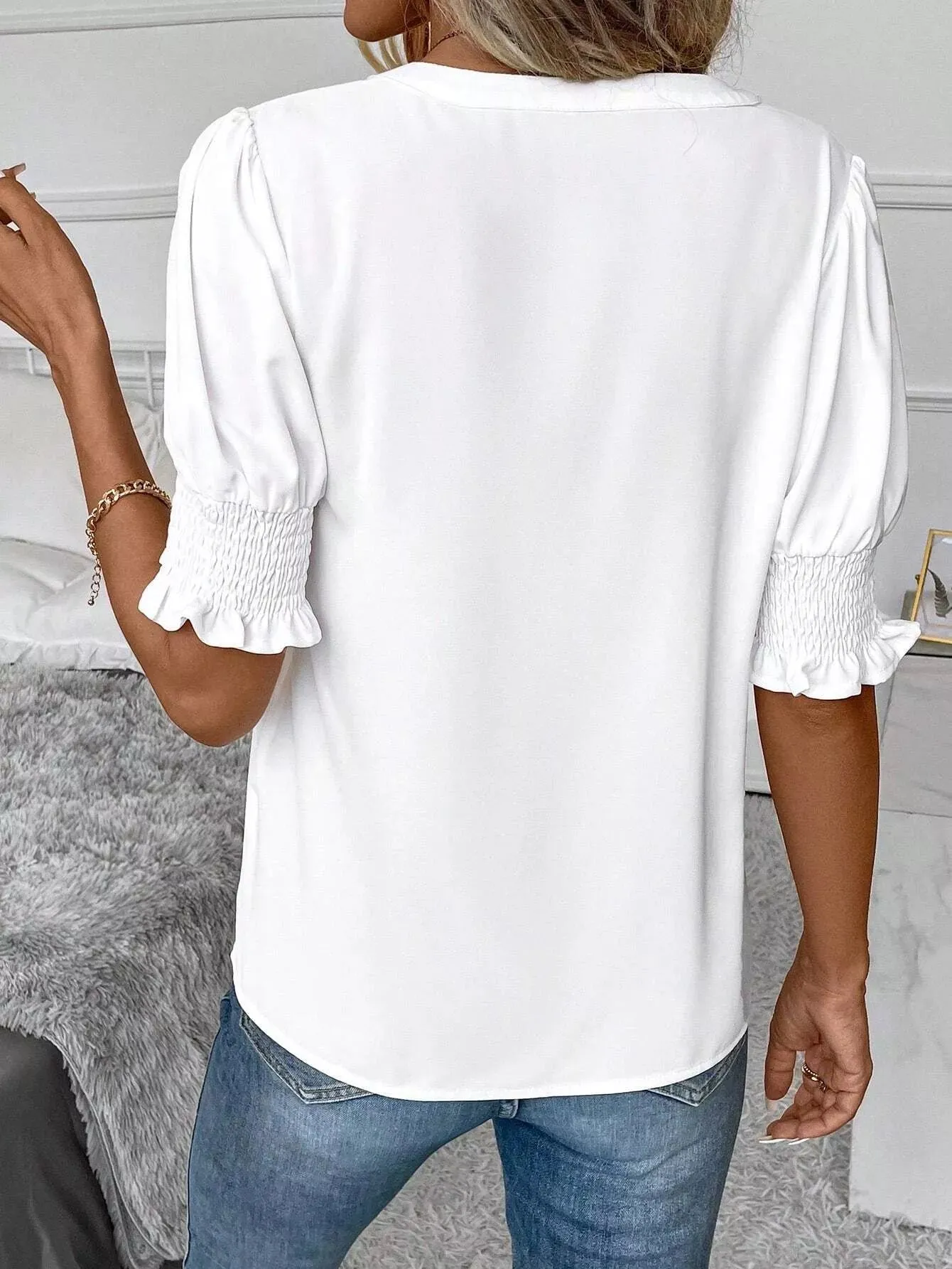 Notched Half Sleeve Blouse sold by Charming Charlie product image thumbnail 4