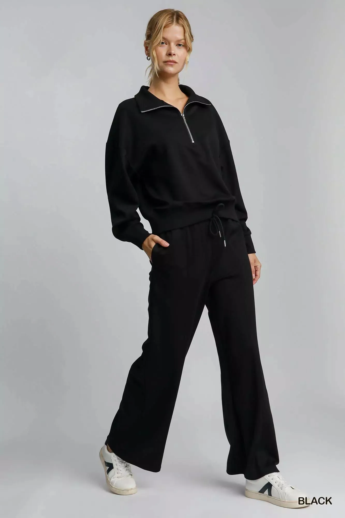 Umgee Half Zip Drop Shoulder Sweatshirt sold by Charming Charlie product image thumbnail 5