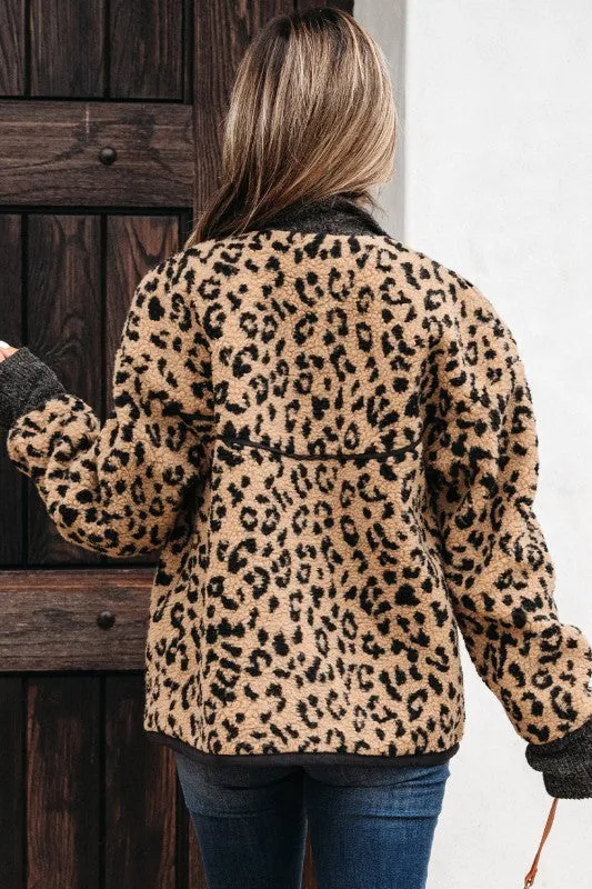 Leopard Zip-Up Stand Neck Side Pocket Jacket sold by Charming Charlie product image thumbnail 2