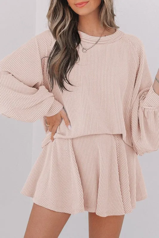 Corded Top and Ruffle Mini Skirt Set sold by Charming Charlie