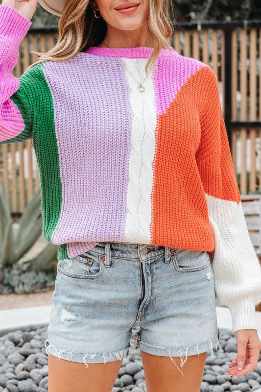 Colorblock Textured Knit Drop Shoulder Sweater sold by Charming Charlie