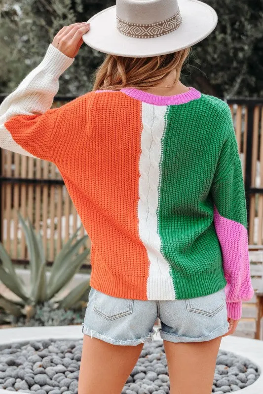 Colorblock Textured Knit Drop Shoulder Sweater sold by Charming Charlie product image thumbnail 2