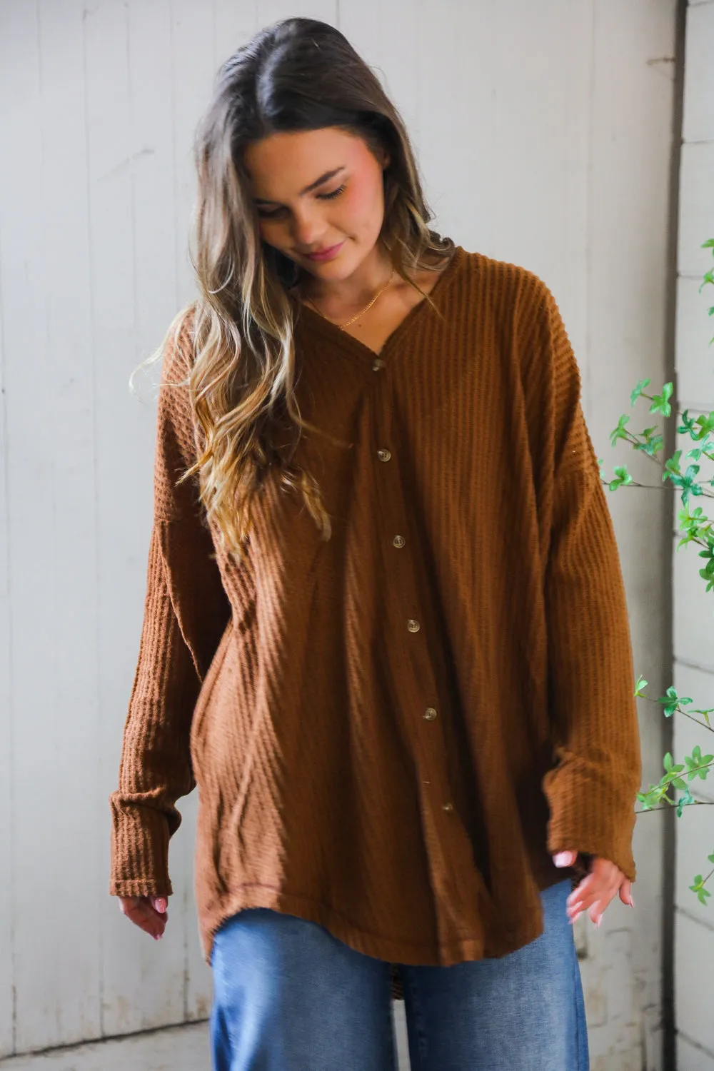 Maple Mornings Mocha Thermal Cardigan sold by Charming Charlie product image thumbnail 5