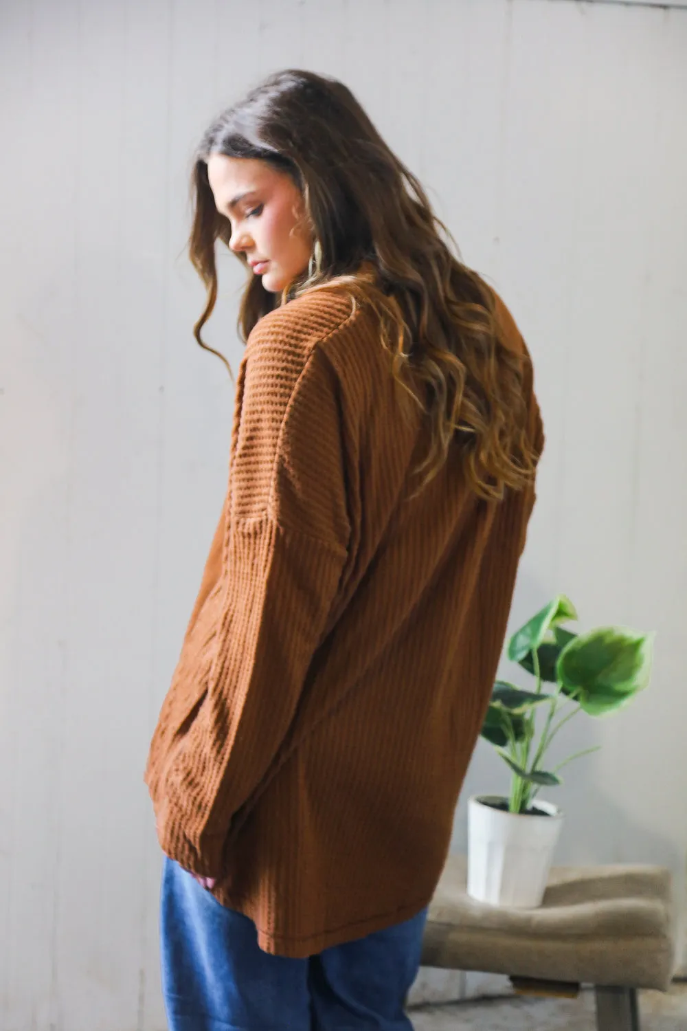 Maple Mornings Mocha Thermal Cardigan sold by Charming Charlie product image thumbnail 3