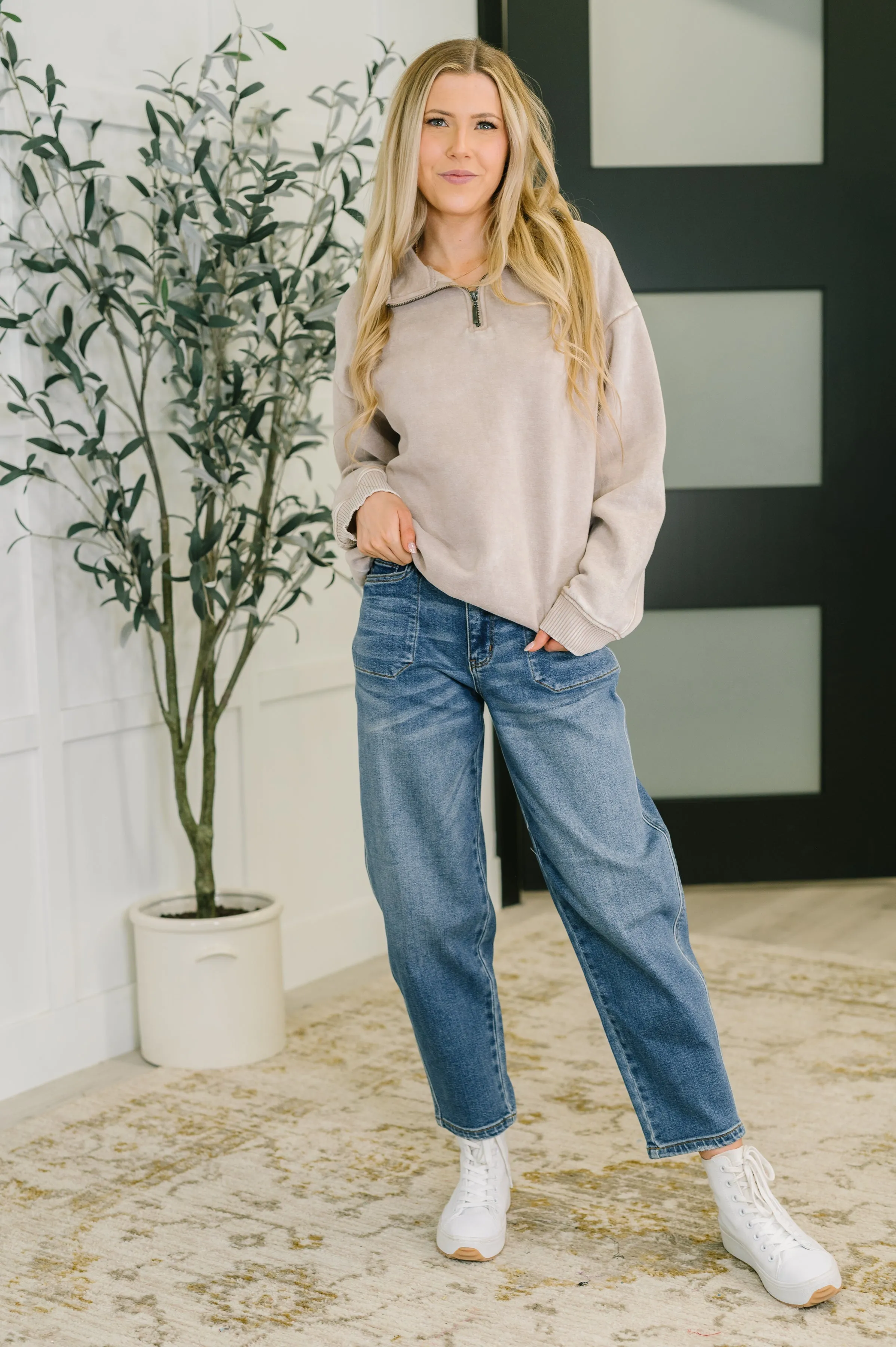 You Should Know Half Zip Pullover in Ash Mocha sold by Charming Charlie product image thumbnail 3