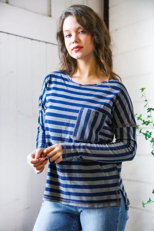 Navy Days Long Sleeve Top sold by Charming Charlie