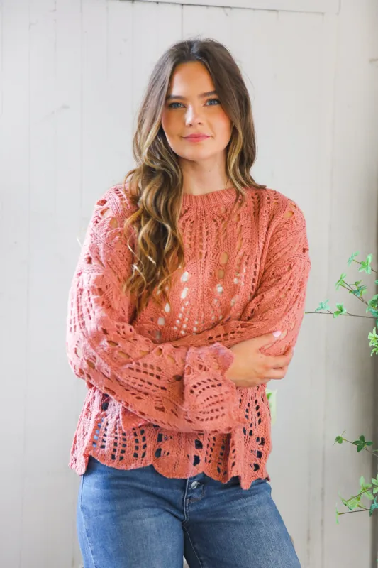 Sunset Stitches Crochet Pullover sold by Charming Charlie
