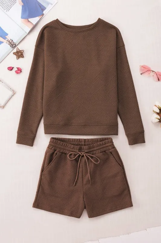 Textured Long Sleeve Top and Drawstring Shorts Set sold by Charming Charlie product image thumbnail 5