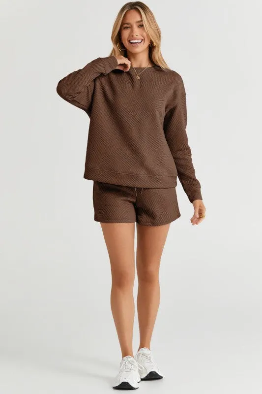 Textured Long Sleeve Top and Drawstring Shorts Set sold by Charming Charlie product image thumbnail 4