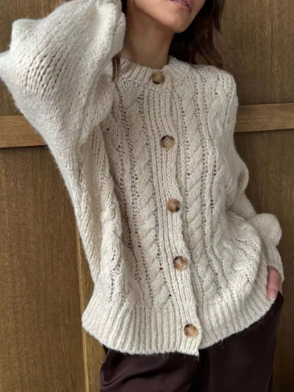 Cable Knit Button-Down Cardigan sold by Charming Charlie