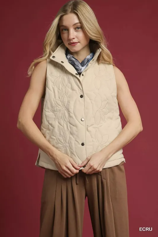 Umgee Quilted Embroidered Vest sold by Charming Charlie