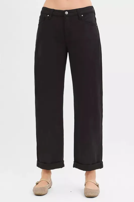 RISEN Tummy Control Mid Rise Ankle Barrel Relaxed Baggy sold by Charming Charlie