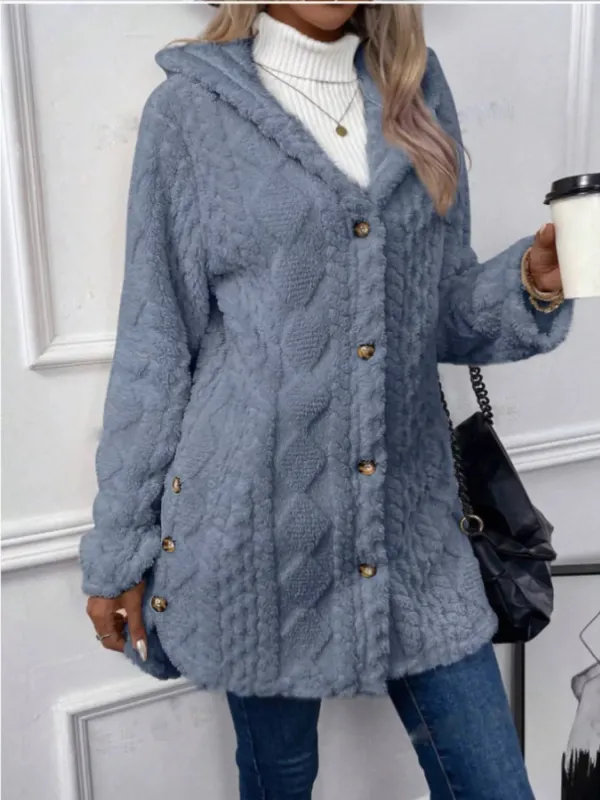 Hooded Button-Down Fleece Outerwear sold by Charming Charlie
