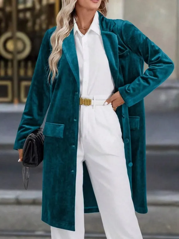 Lapel Collar Long Sleeve Longline Coat sold by Charming Charlie