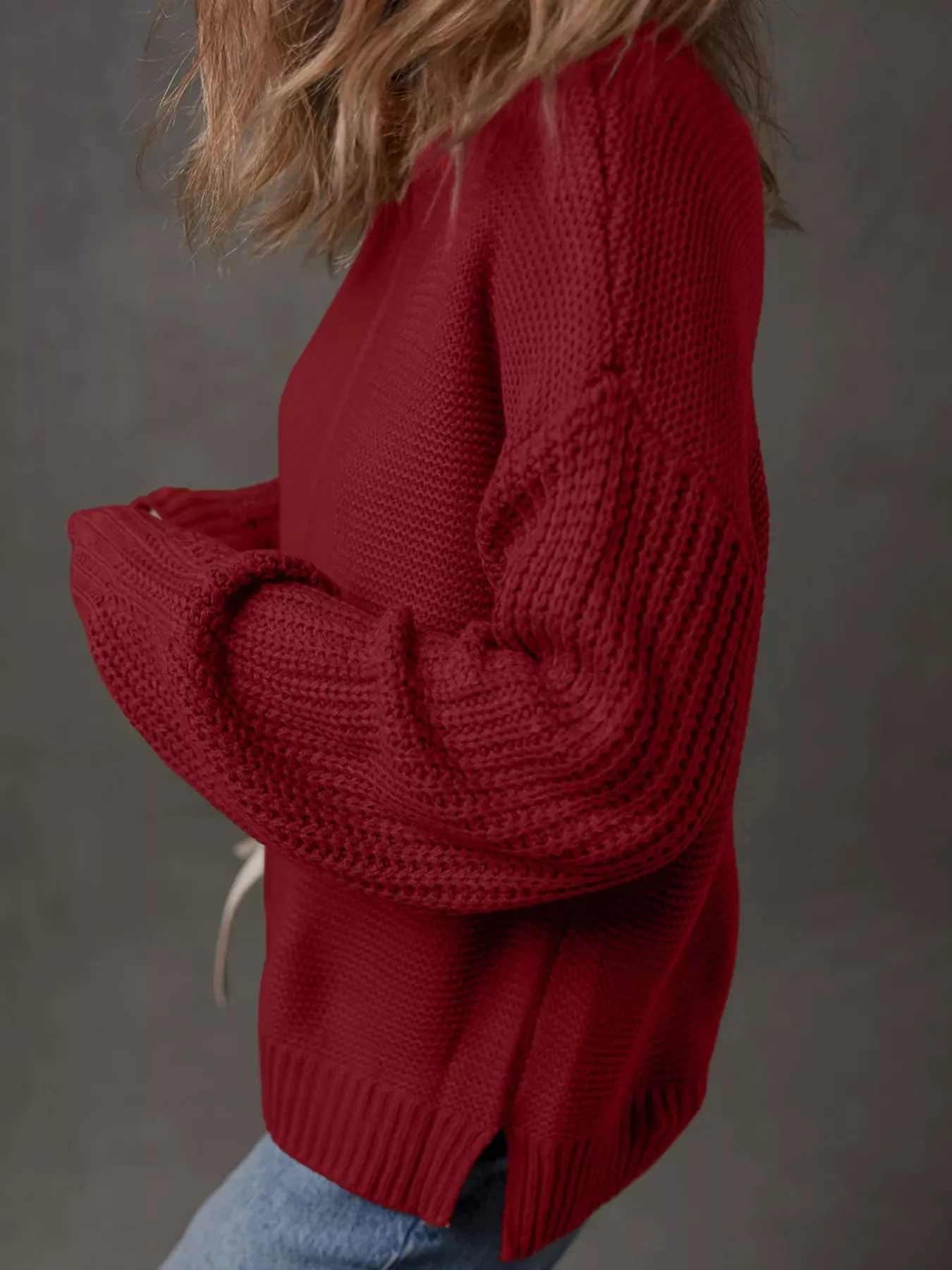 Solid Color Front Seam Drop Shoulder Loose Sweater sold by Charming Charlie product image thumbnail 3