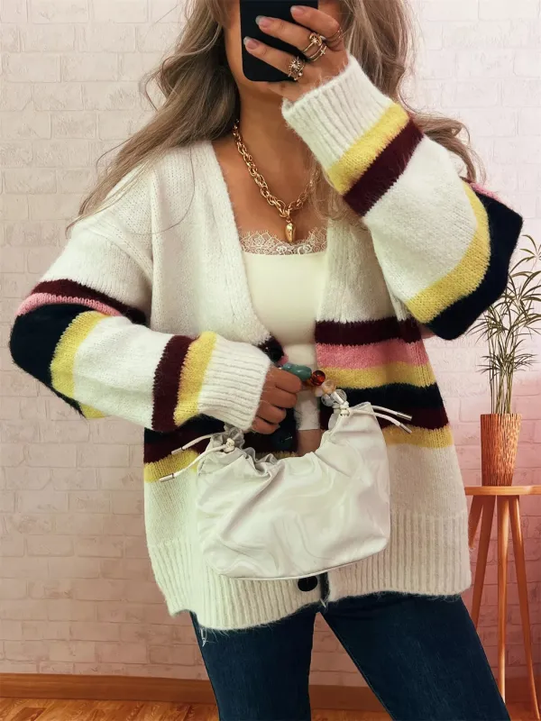 Ribbed Striped Button Down Cardigan sold by Charming Charlie