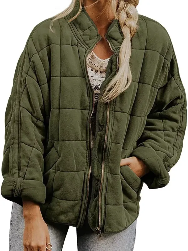 Full Size Zip Up Quilted Bomber Jacket Plus Size sold by Charming Charlie