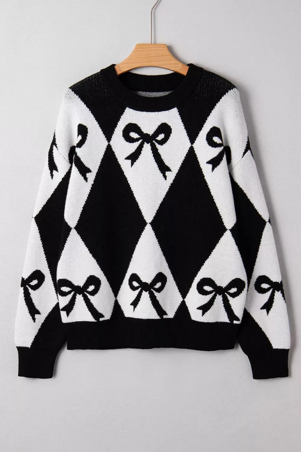 Bow Pattern Long Sleeve Contrast Sweater sold by Charming Charlie product image thumbnail 3