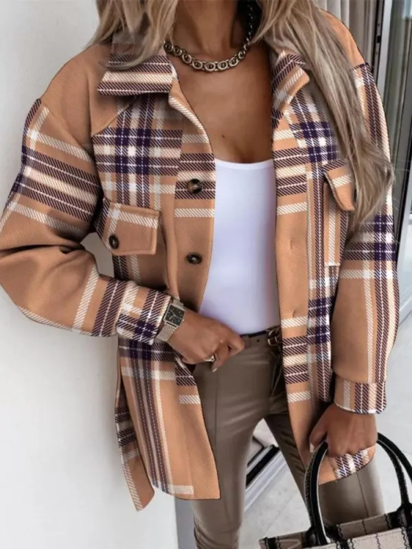 Button Up Long Sleeve Plaid Outerwear sold by Charming Charlie