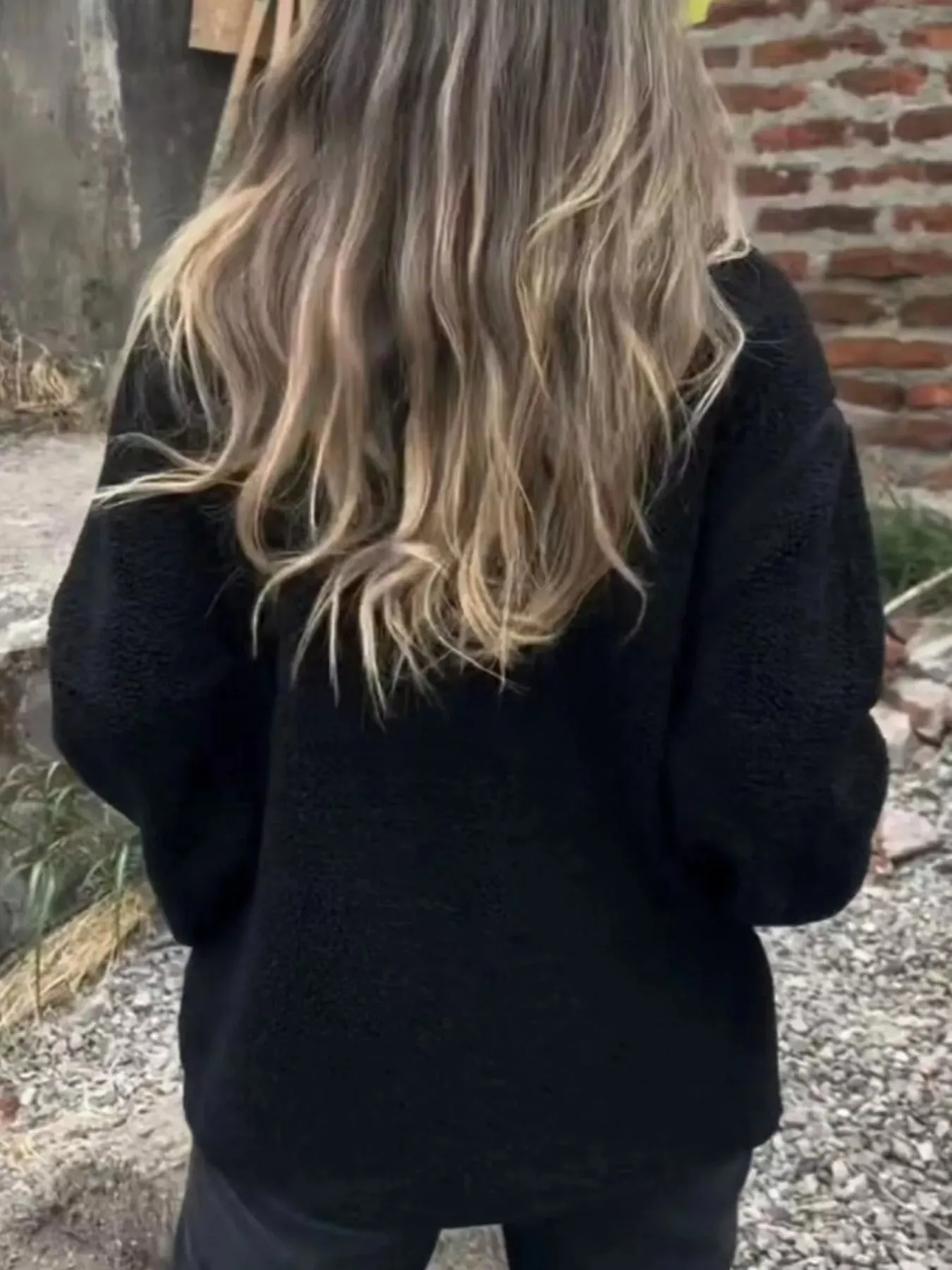 Full Size Button Up Long Sleeve Fleece Jacket Plus Size sold by Charming Charlie product image thumbnail 3