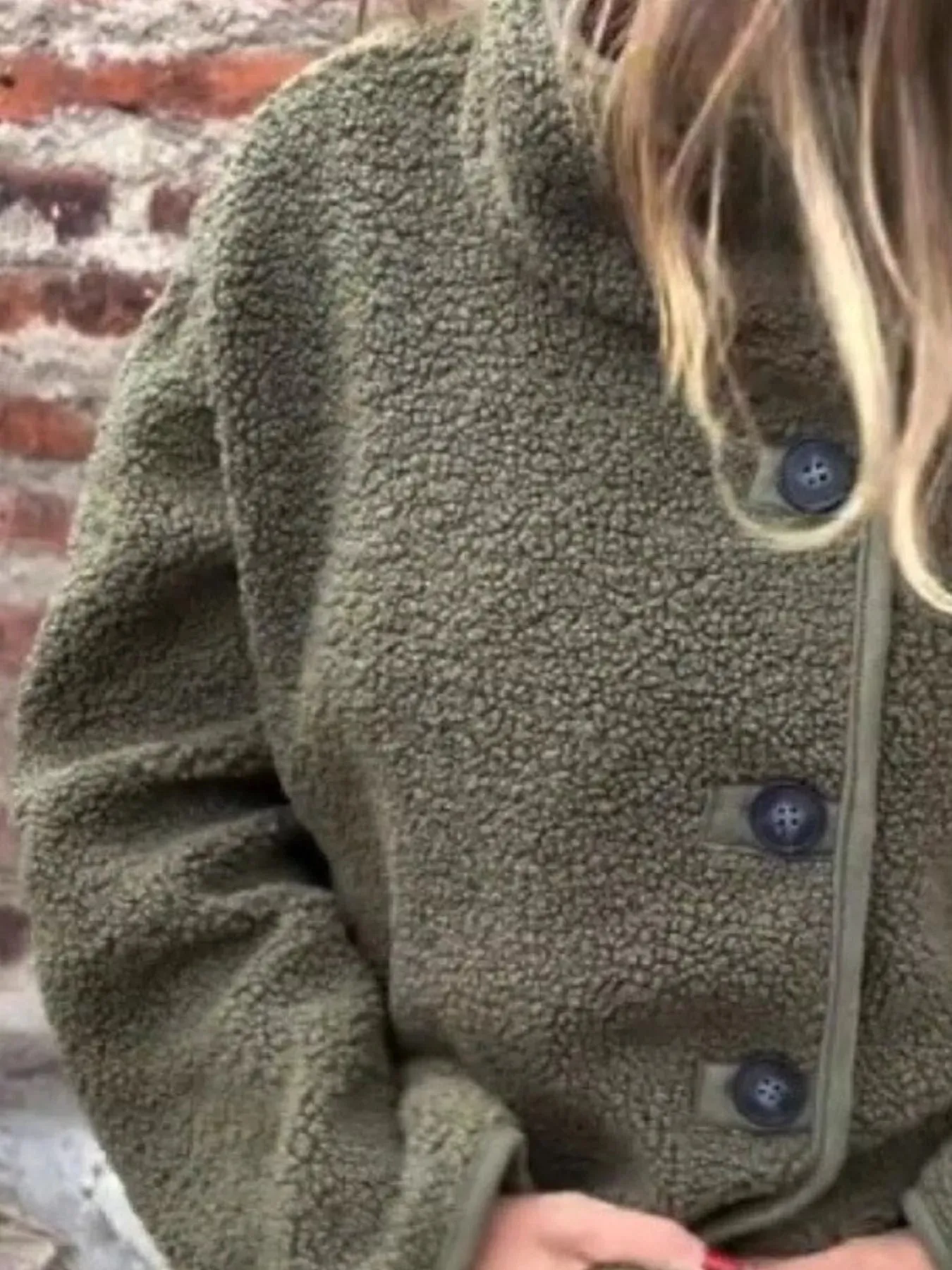 Full Size Button Up Long Sleeve Fleece Jacket Plus Size sold by Charming Charlie product image thumbnail 5