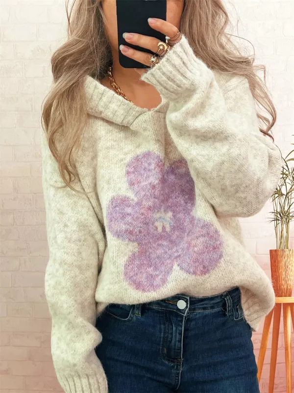 Flower Long Sleeve Hooded Sweater sold by Charming Charlie