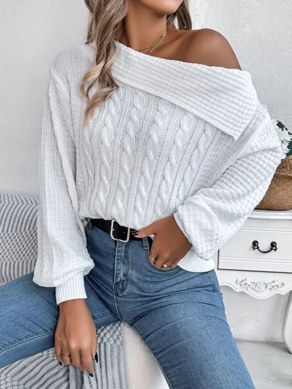 Off-Shoulder Cable Knit Sweater sold by Charming Charlie